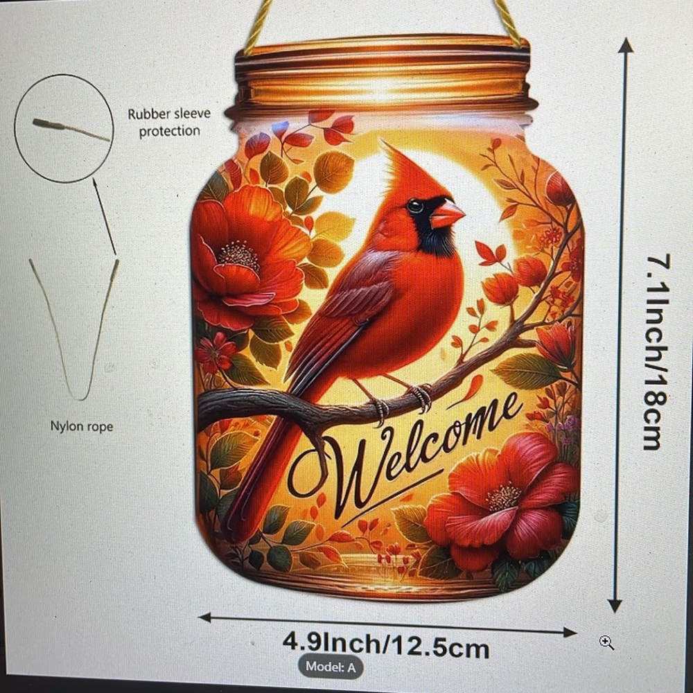 Cardinal Light Catcher WELCOME hanging sign
